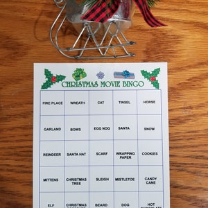 Jogo de cartas de bingo de filme de Natal, conjunto de 12 cartas