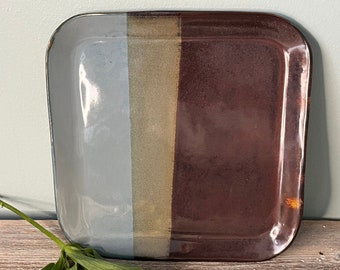 Striped Plate - serving dish dinnerware handmade pottery ceramic ready to ship