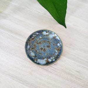 Handmade Ceramic Trinket Dish: Blue Stoneware Pottery Ring Holder