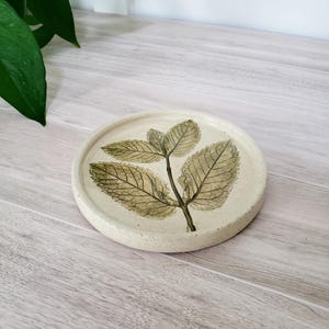 Handmade Ceramic Leaf Trinket Dish: Wheel Thrown Stoneware Ring Holder
