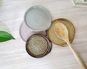 Handmade Ceramic Spoon Rest: Rustic Stoneware Pottery