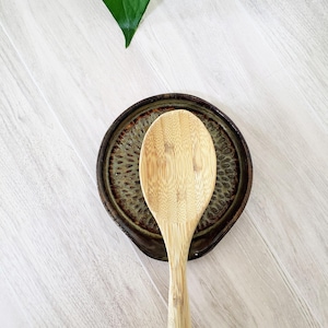 Handmade Ceramic Spoon Rest: Rustic Stoneware Pottery