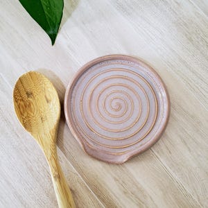 Handmade Ceramic Spoon Rest: Rustic Stoneware Pottery