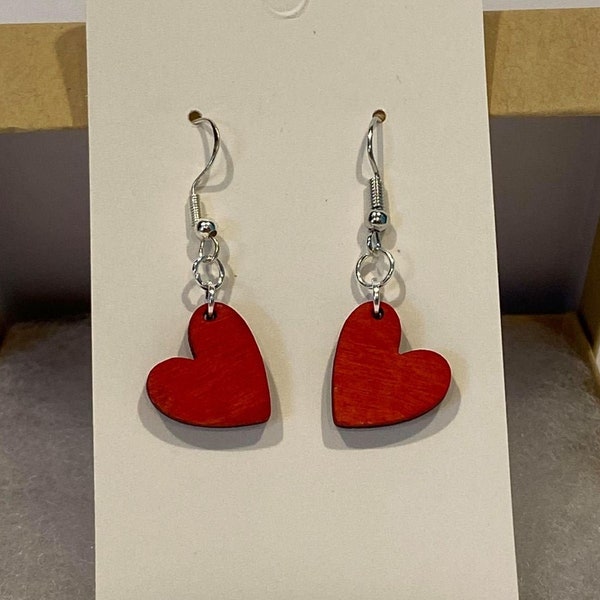 Red Heart Dangle Earrings | You Pick Color! | Valentines Day  | Ships Fast