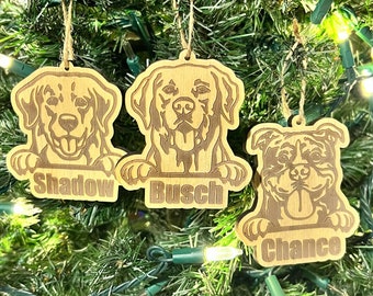 Personalized Dog Ornaments Made to order custom Gift Wood Ornament Dog Lover Gift Idea Pet Owner Keep sake