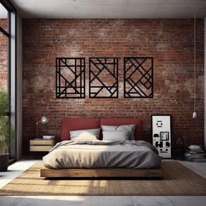 Simple Geometric Wood 3 Piece Panels Modern Lattice Art Modern wood art One of a Kind Wall Art Wood panel wall art 1/4 Inch Thick