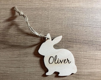 Easter Basket Personalized Bunny Side Wood Name Tag | Personalized Gift | Ships Fast