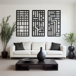 Geometric Wood 3 Piece Panels Lattice Art Modern wood art One of a Kind Wall Art Wood panel wall art