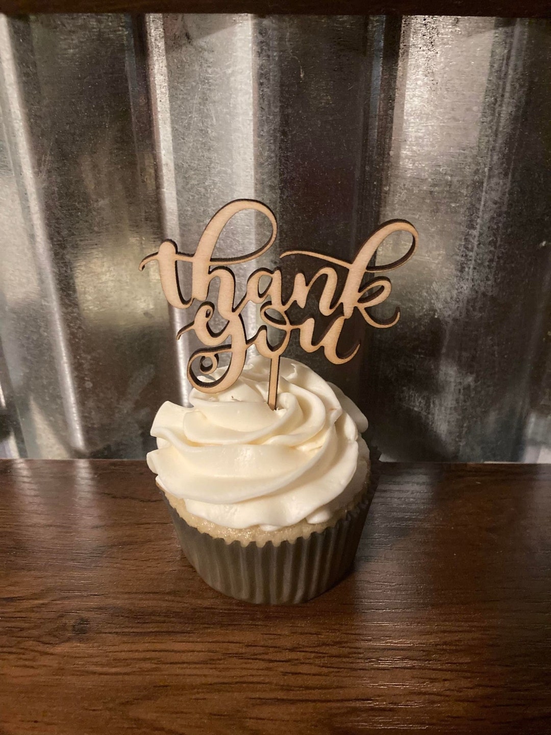 Wood Thank You Cupcake Toppers Ships Fast Etsy