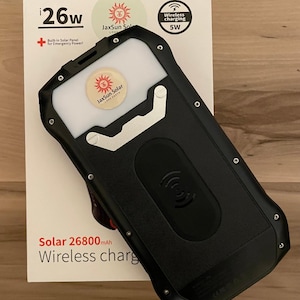 JaxSun Solar Phone Charger: 26800mAh Wireless Charging