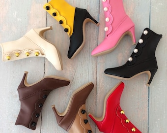 Handmade Victoria Scalloped Boots/Shoe-16&quot; Tonner Doll Ellowyne Wilde/Antoinette/Cami/Tyler/Gene Marshall/Teen Poppy/FR16/Depths Lichen