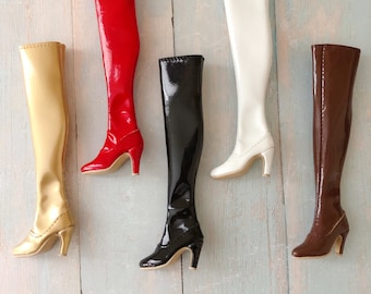 Handmade Patent Leather Knee High Boots for 12" Fashion Dolls | fit Integrity Toys Fashion Royalty FR FR2 Poppy Parker Misaki and more