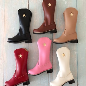 Handmade Doll Cowboy Boots: fit 12&quot; boy dolls FR Homme or Ken Dolls | 16&quot; Tonner flat feet Tyler dolls or Ellowynee dolls