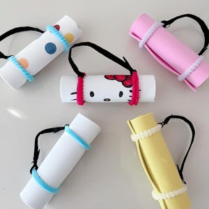 Two Size 1/6 and 1/12 Scale Yoga Mats - Fashion Dolls/Dollhouses/Diorama - optional Hand-Drawn Kitty on white mat