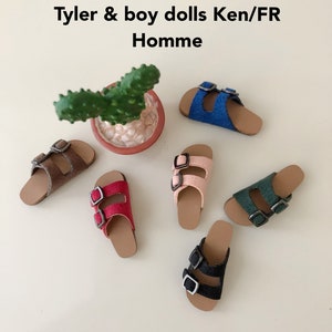 6 colors! Suede Sandals/shoes for 16" Tonner doll flat feet Tyler/FR16 & 1/6 scale boy doll Fashion Royalty Homme/The Monarchs/Ken