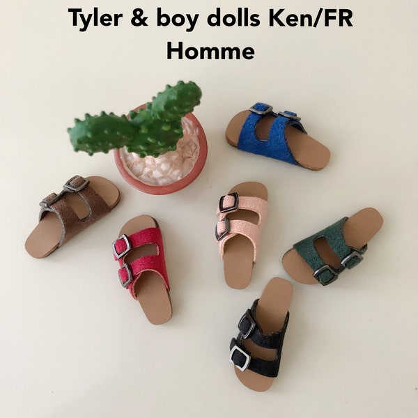 6 colors! Suede Sandals/shoes for 16" Tonner doll flat feet Tyler/FR16 & 1/6 scale boy doll Fashion Royalty Homme/The Monarchs and more