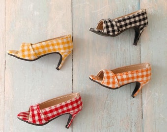 Handmade Gingham Open Toe Doll Shoes for 16 inch Tonner Dolls Tyler Sydney