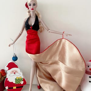 Red Gown/Dress/Christmas Holdiay Festival dress for 12&quot; 1/6 scale Fashion Royalty FR FR2 Poppy Parker dolls