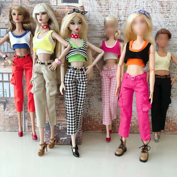 Cargo pants with belt/pockets for 1/6 scale female dolls Fashion Royalty/Poppy Parker/Misaki and other similar size dolls