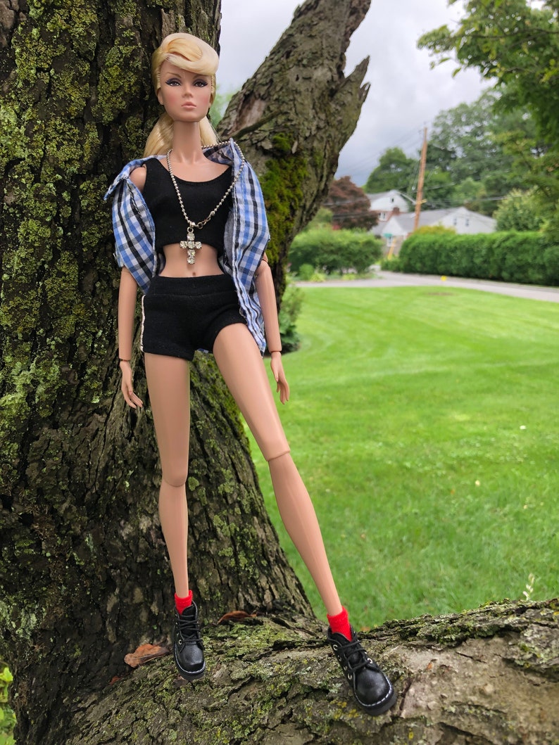 Handmade 1/6 Scale Combat Boots: Fashion Doll Shoes | fit Integrity Toys Fashion Royalty FR FR2 Poppy Parker Misaki and more image 3