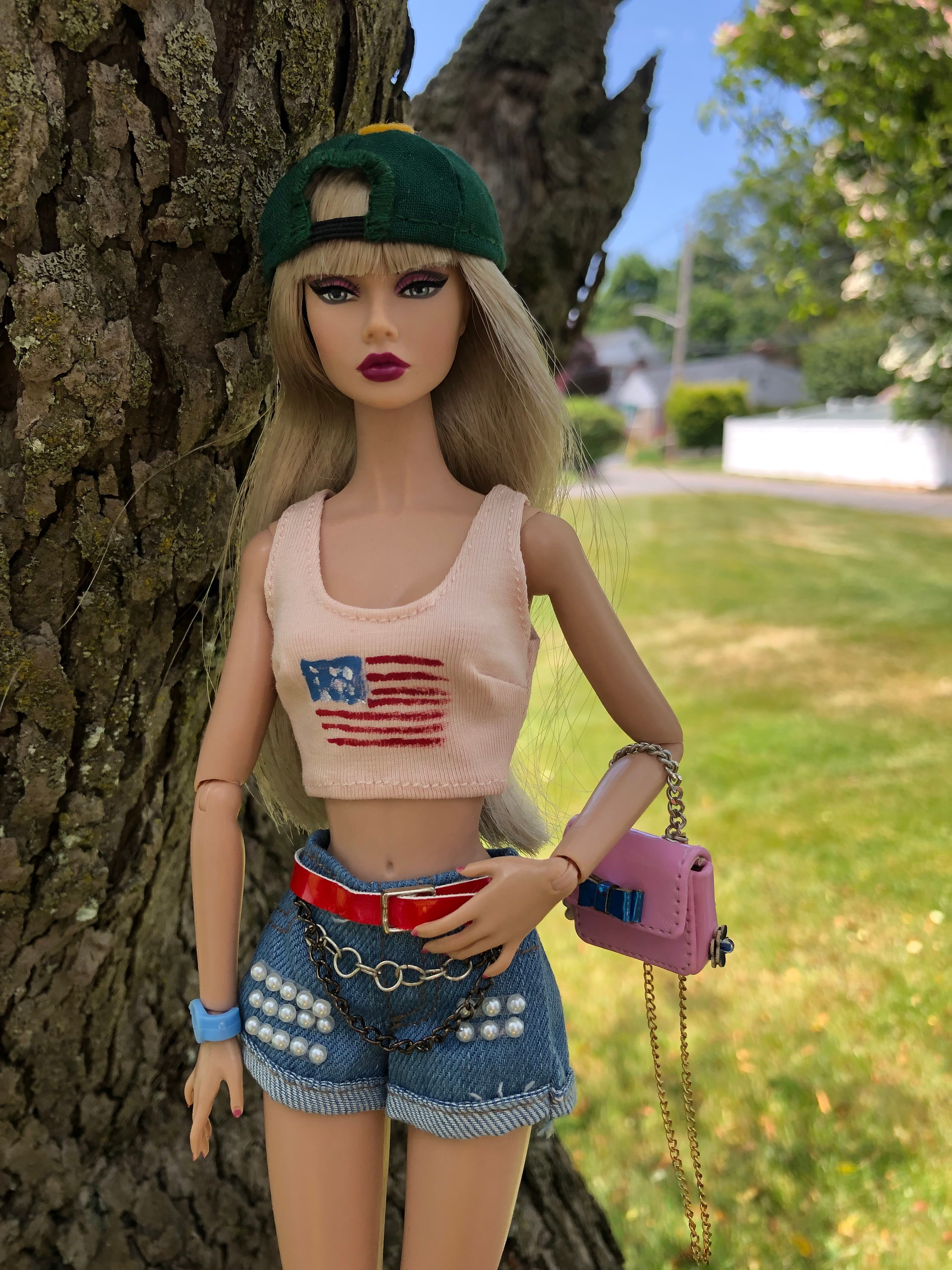 Barbie Fashions, Doll Clothing with Floral Top, Denim Shorts and  Accessories 