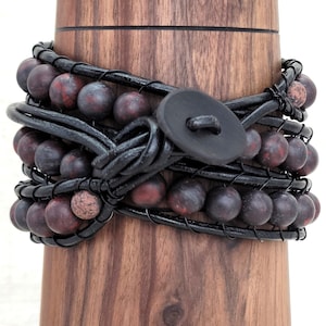 Handmade Triple Wrap Bracelet - Brecciated Jasper