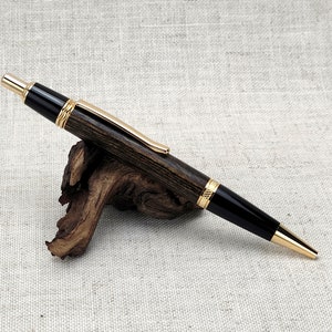 Hand Turned Wood Pen - Bocote Wood - Gold