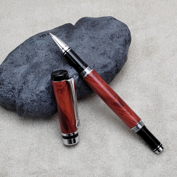 Hand Turned Rollerball Pen - Redheart Wood