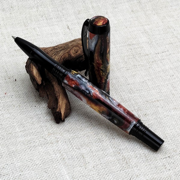 Hand Turned Metallic Rollerball Pen