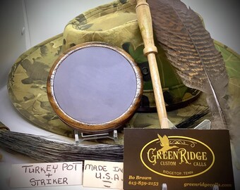 Walnut Turkey Pot and Striker SKU#T-244 Handcrafted by Bo Brown of Greenridge Custom Calls