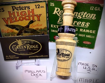 Mallard Duck Call with Love,Hope,Faith on Band,SKU#D-330 Handcrafted by Bo Brown of Greenridge Custom.