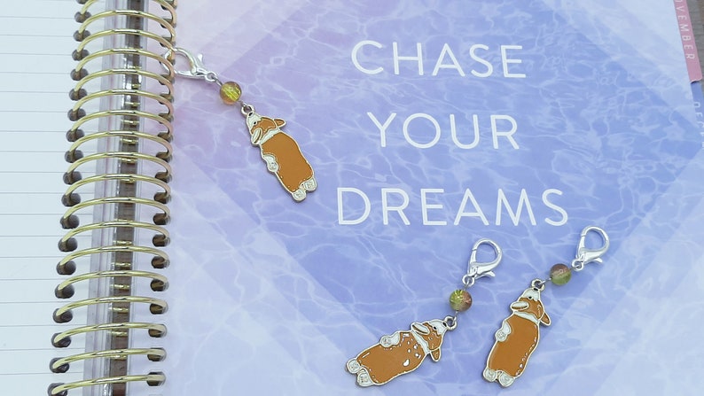Corgis Lobster Claw Stitch Markers Knitting Stitch Markers Crochet Stitch Markers Progress Trackers Stitch Holders Progress Keepers