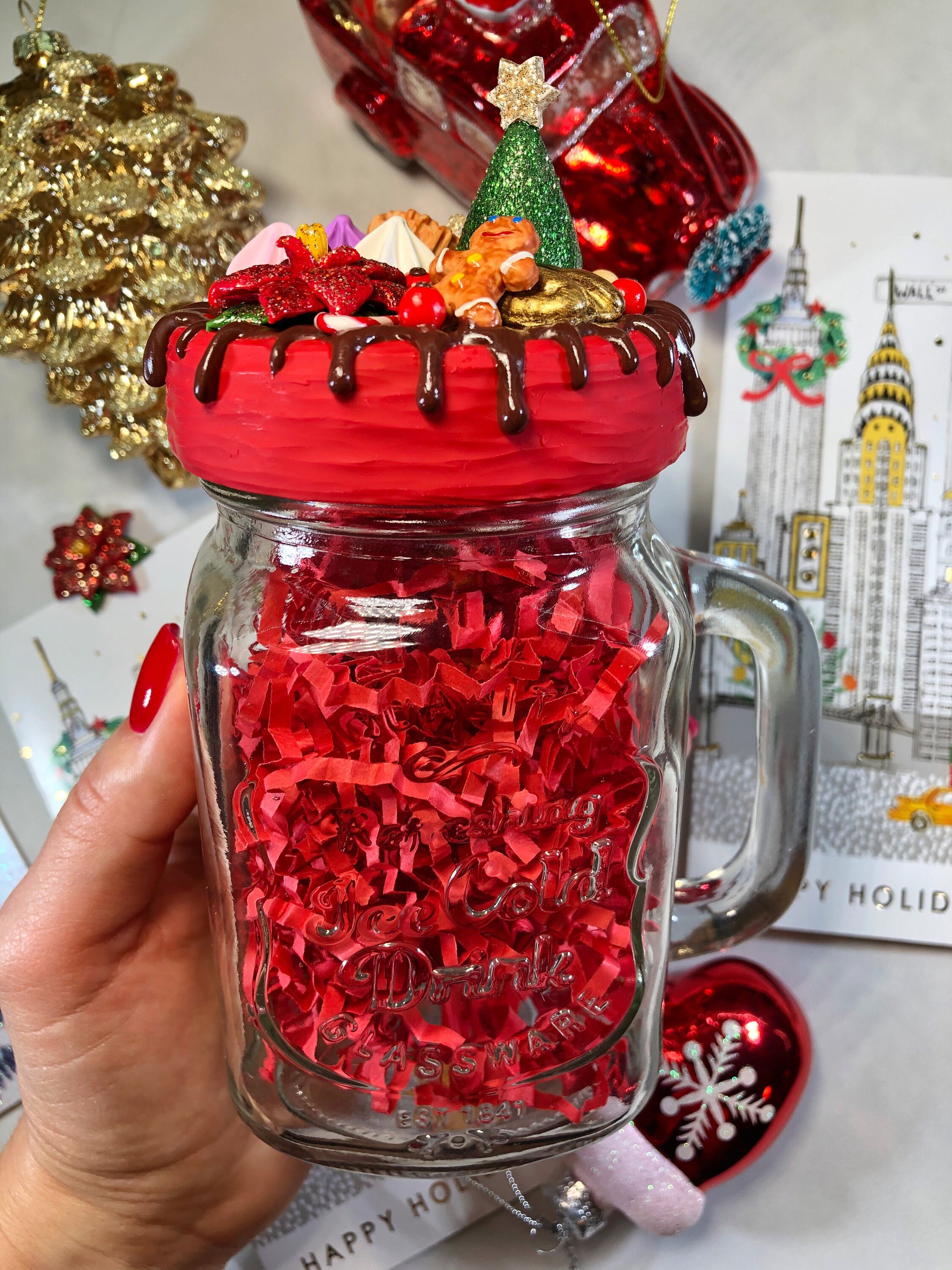 Handmade Christmas glass jar with a lid. Deliciouslooking  Etsy