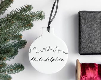 Philadelphia Skyline Ornament: Delicate Illustration, Gift Boxed