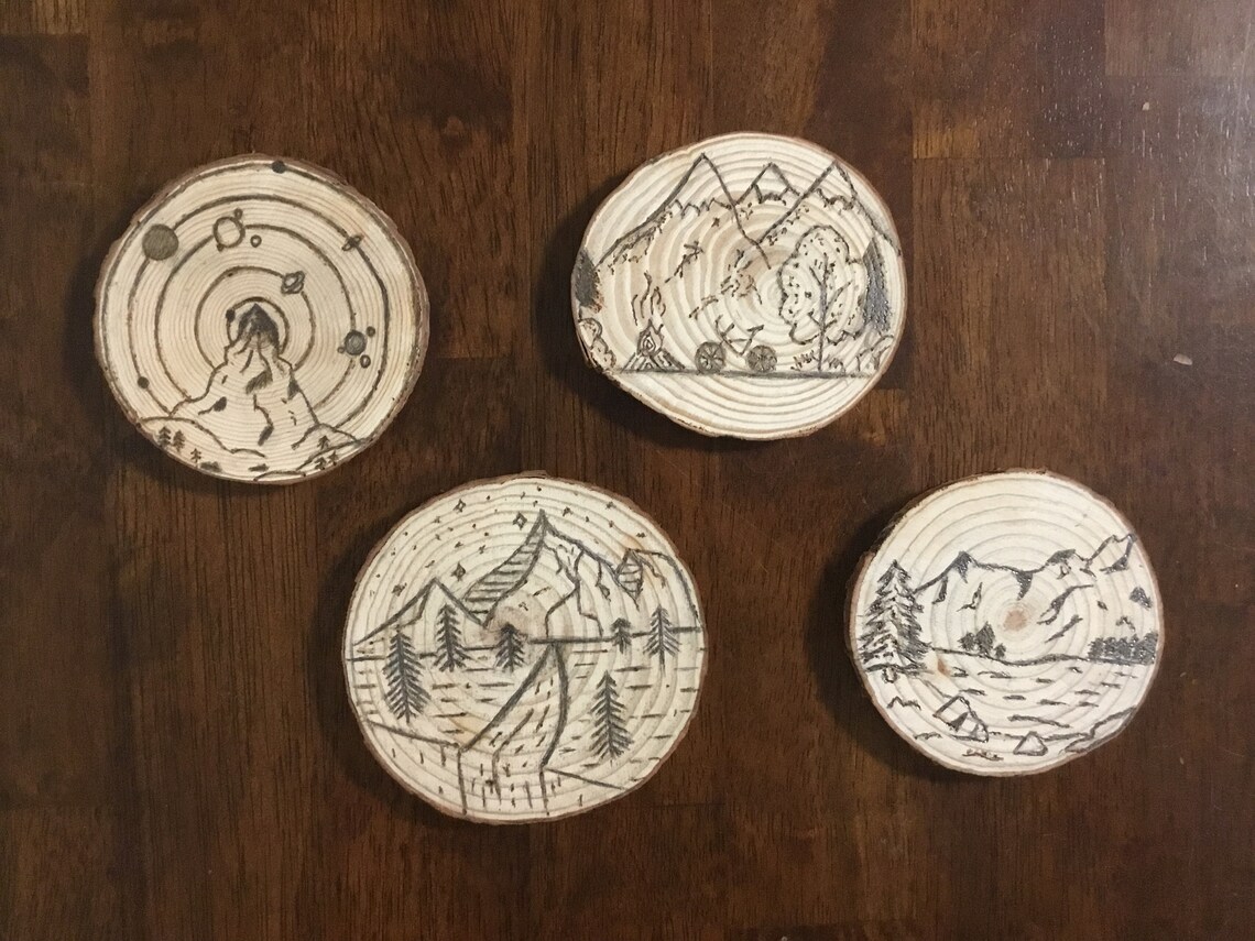 SPECIFIC Designs 4 Pack Custom Woodburned Coasters Etsy Hong Kong