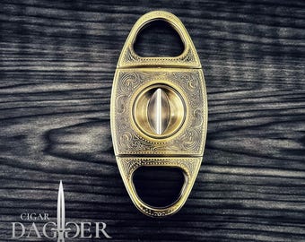 Retro V-Cut Cigar Cutter in  Brass