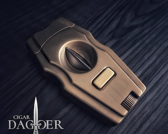 SteamPunk Cigar Cutter V Cut and Punch (brass)