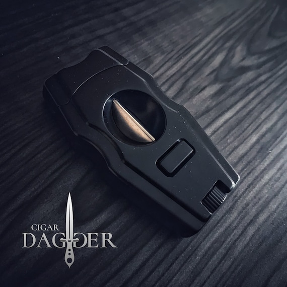 SteamPunk Cigar Cutter V-Cut & Punch  (black)
