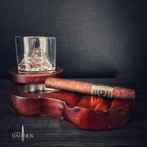 The Whiskey and Cigar Tray - Cigar Ashtray, Cigar Rest, Coaster