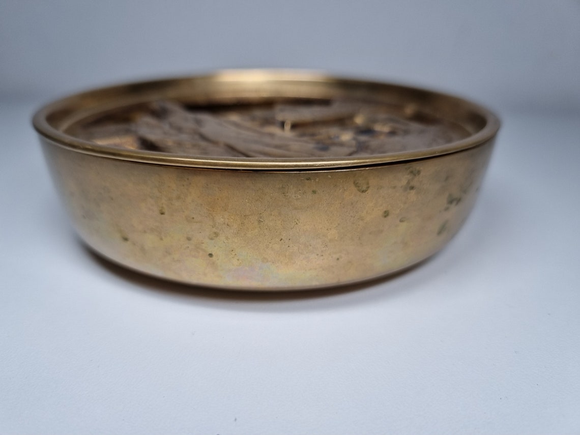 Vintage Korea Brass Ashtray Korean Ash Tray With Removable Etsy