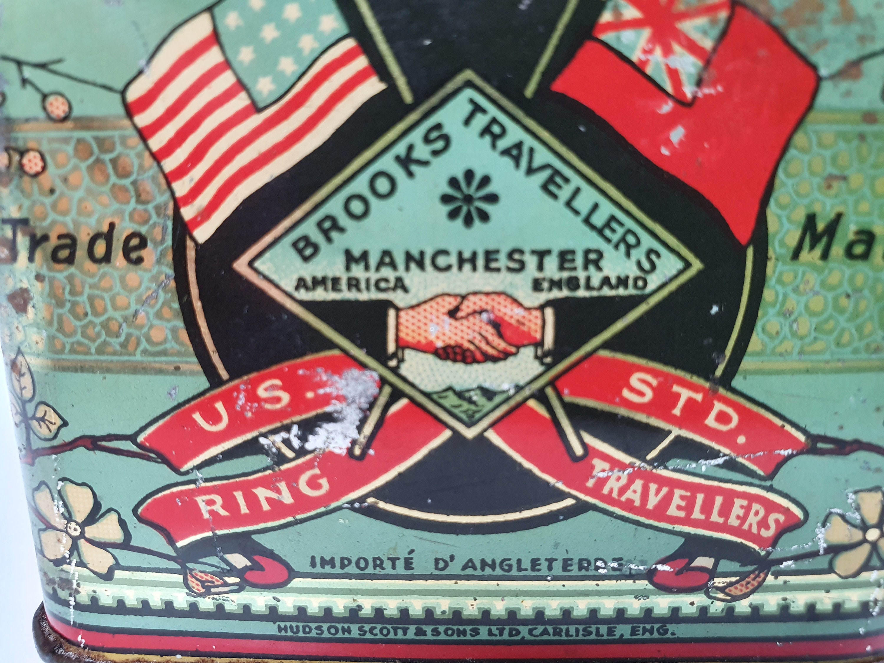 Brooks Ring Traveller Ring Travellers Tin Case From England, Vintage