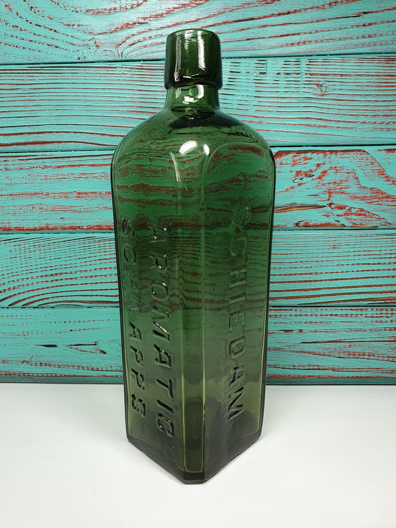Vintage J.J. Melchers Aromatic Schnapps Bottle Antique Green Etsy