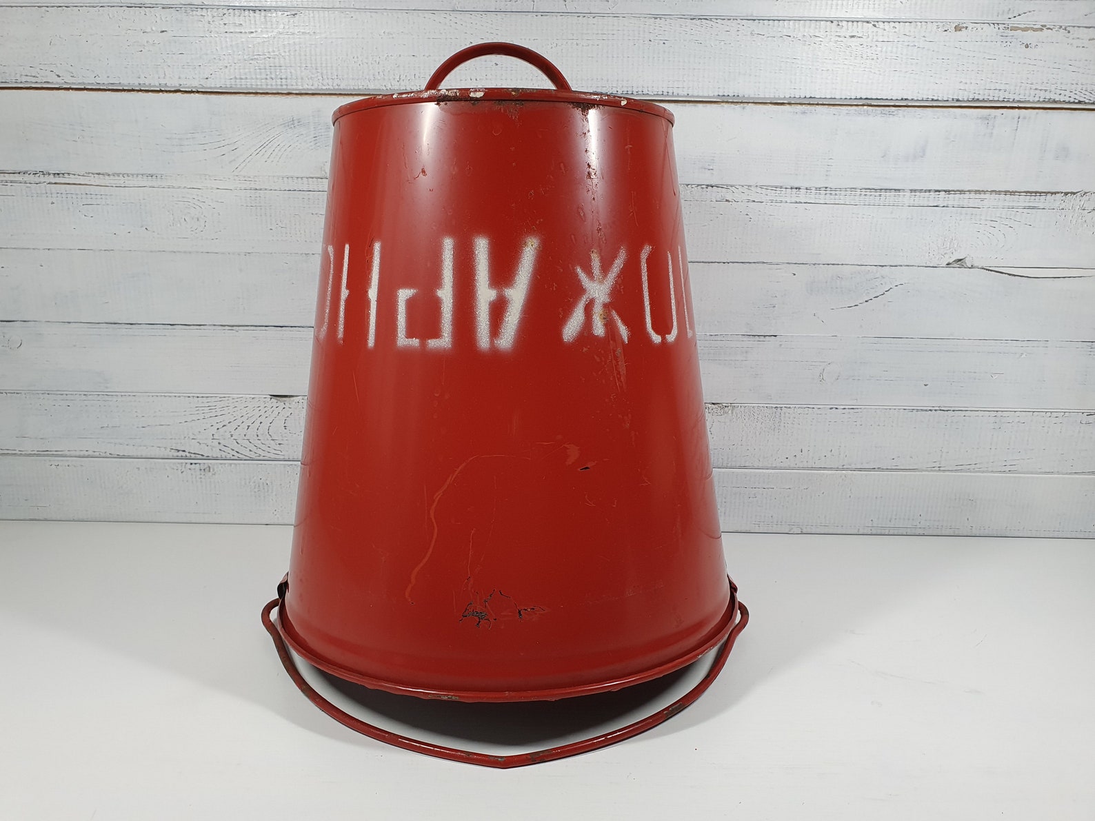 Vintage Fire Bucket Vintage Red Metal Bucket Industrial Etsy