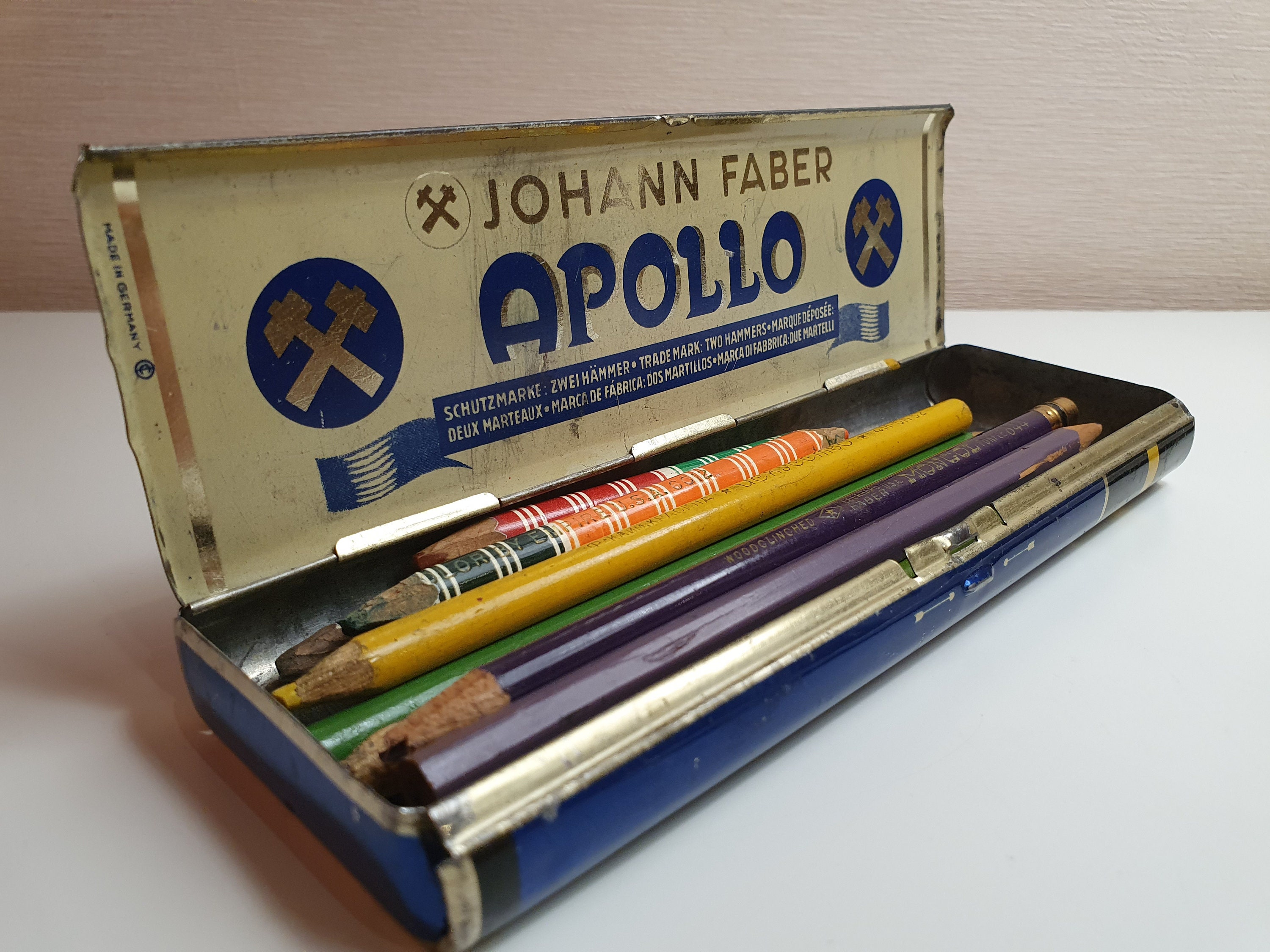 Vintage Faber Castell Wax Pencils for Glazed Surfaces 9000 Metal Pencil Box  Lettering Drafting Blueprint Nib Engineer Office Drawing Sketch 