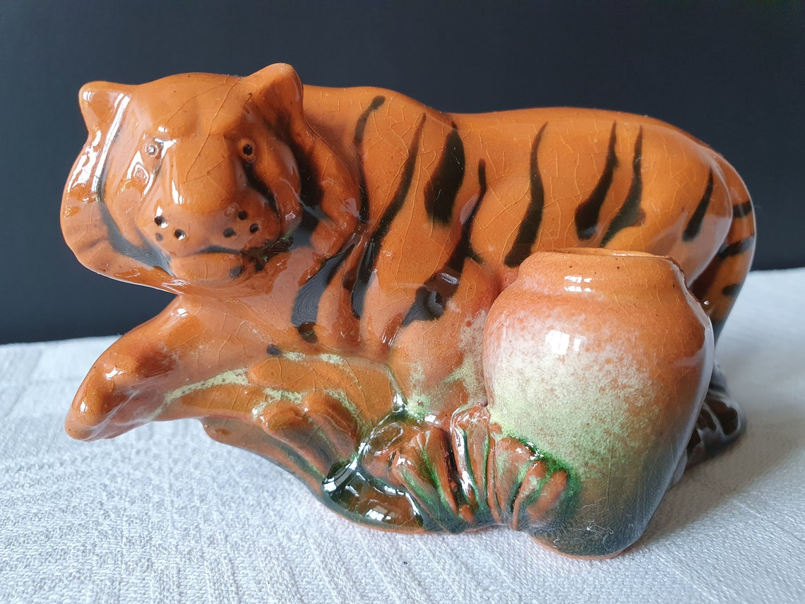 Collectible TIGER figurine clay tiger statue Siberian tiger Etsy