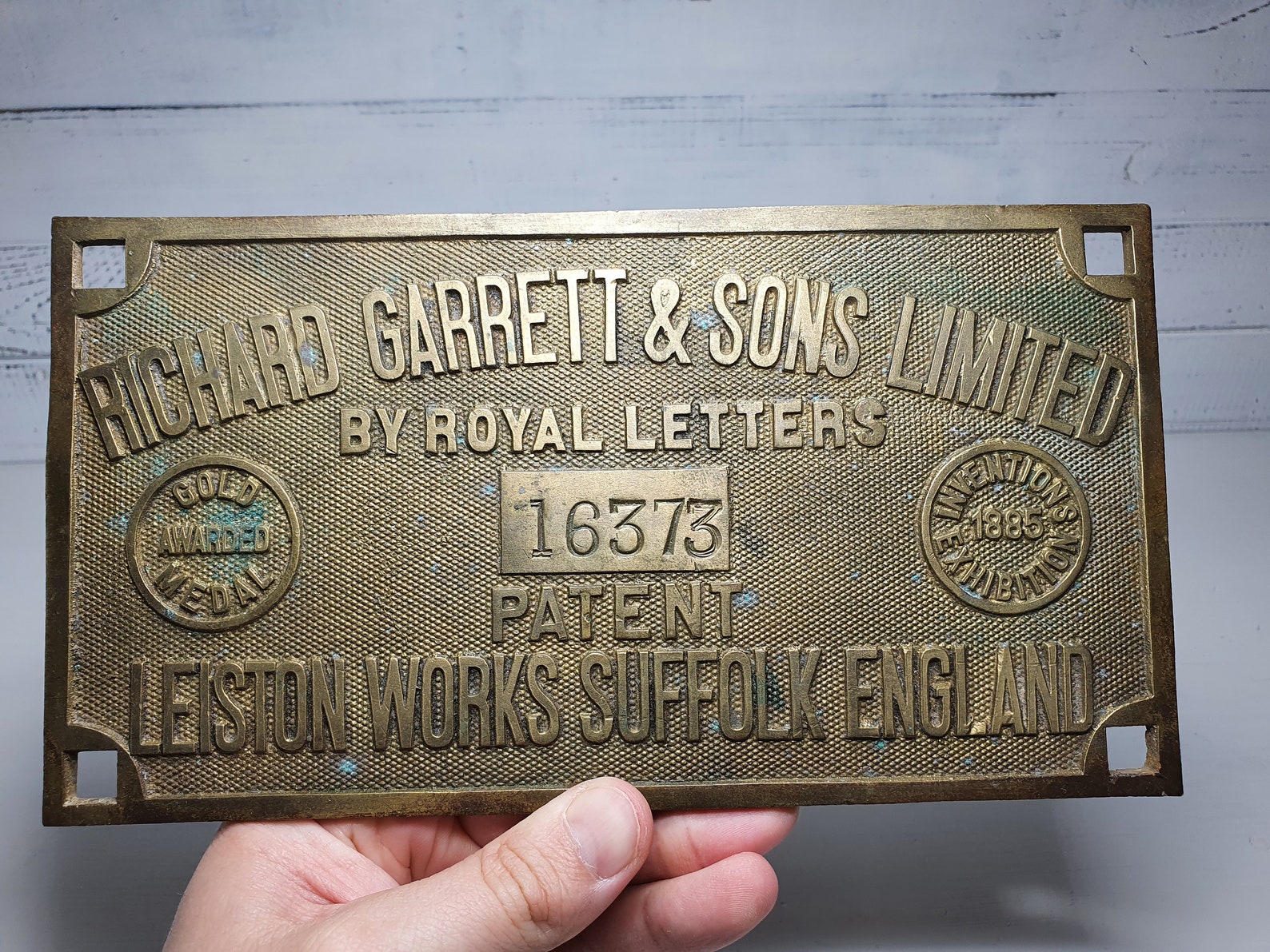 Antique Patent Plaque, Antique Brass Patent Sign England Suffolk, 1885