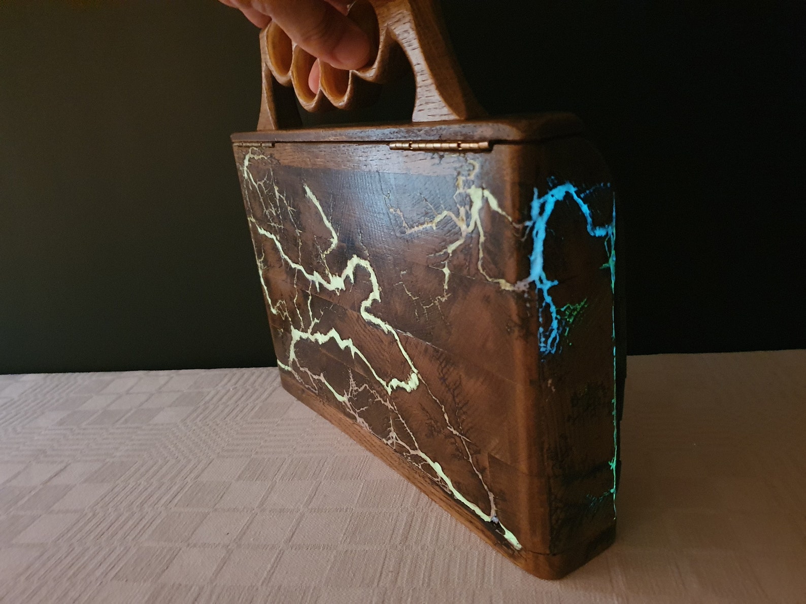 Vintage Wooden Briefcase Glowing in the Dark Briefcase Etsy