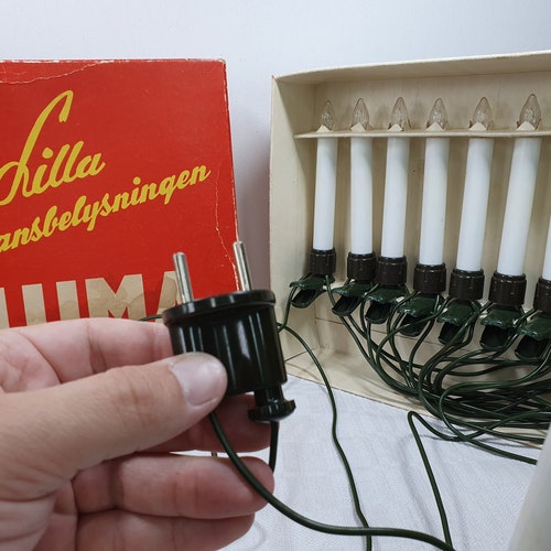 Vintage Christmas tree lights shops SWEDEN in Working condition, original box Vintage Swedish Christmas lights, Retro CHRISTMAS Tree Candle Lights