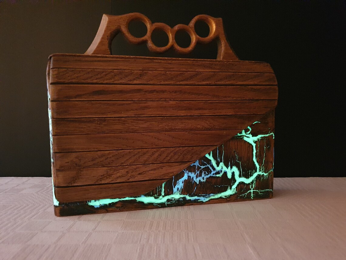 Vintage Wooden Briefcase Glowing in the Dark Briefcase Etsy