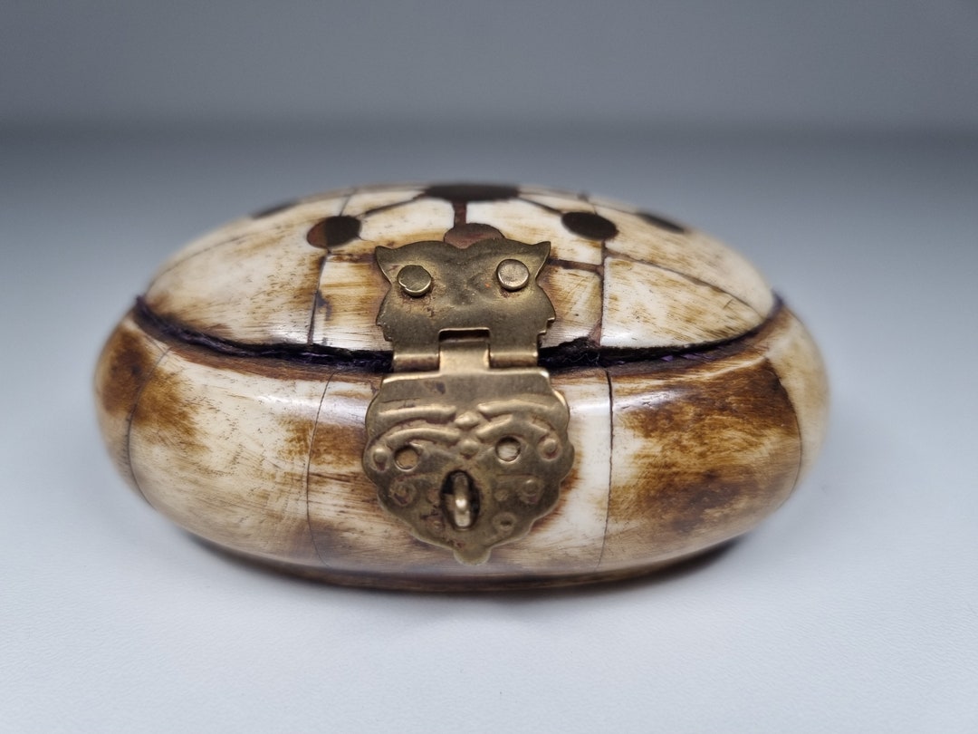 Old Snuff Box Camel Bone Box Brass Inlay Box Unique Box With Etsy